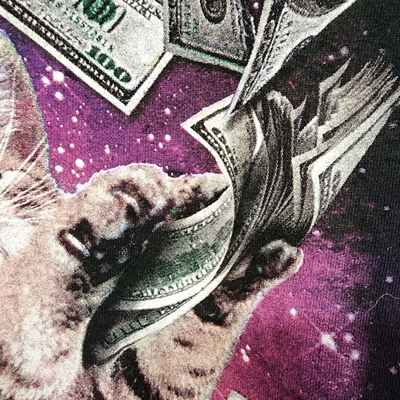 Spencer's cat making it rain with 100 dollar bills graphic tee men's size large - Picture 6 of 9